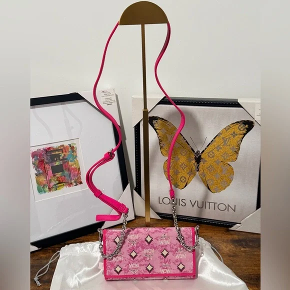 NWT MCM Pink Portuna Aren WOC with Chain Strap Crossbody Bags